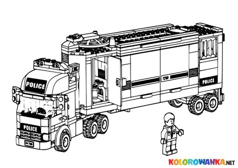 Kolorowanka przedstawiająca remizę strażacką LEGO City z wozami