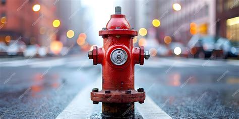 Thematic photo of a red external hydrant on a street, with a fire truck in the background
