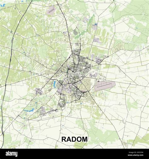 Map of Radom and surrounding areas indicating fire incident locations