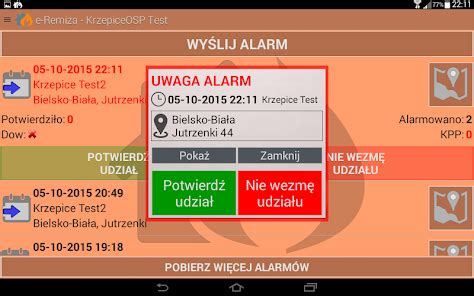 Zdjęcie: Ekran e-Remiza TV wizualizujący potwierdzenia udziału w akcji z podziałem na role
