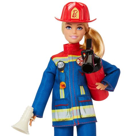 Barbie Strażaczka w pełnym rynsztunku, gotowa do akcji
