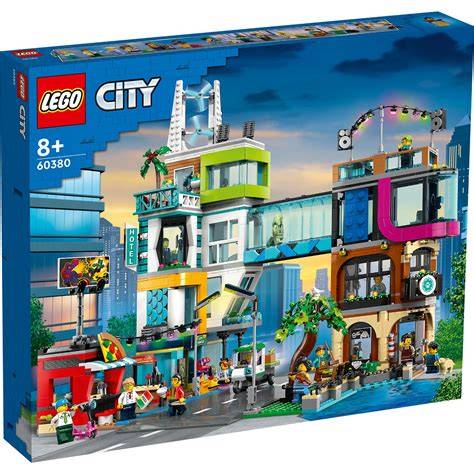 Mapa LEGO City z zaznaczonymi kluczowymi budynkami