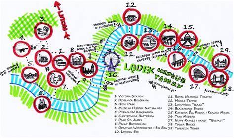 Mapa historyczna Londynu z 1666 roku z zaznaczonym obszarem rozprzestrzeniania się ognia od Pudding Lane