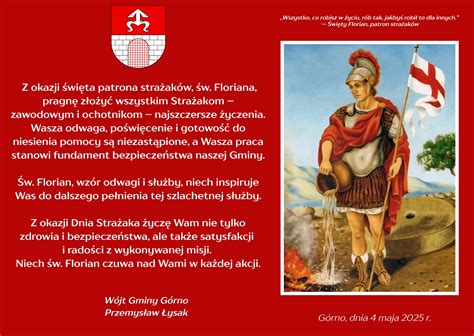 Symbolika patrona strażaków, św. Floriana, z wizerunkiem strażaka