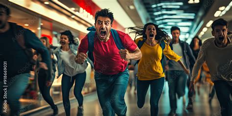 Illustration of a panicked crowd trying to escape