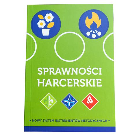 Znak ZHP oraz grafika ilustrująca cztery poziomy trudności sprawności harcerskich
