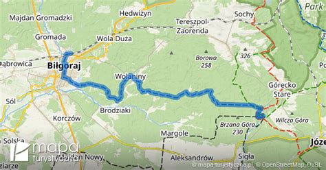 Mapa obszaru Puszczy Solskiej z zaznaczeniem powiatów Biłgorajskiego, Zamojskiego i Tomaszowskiego