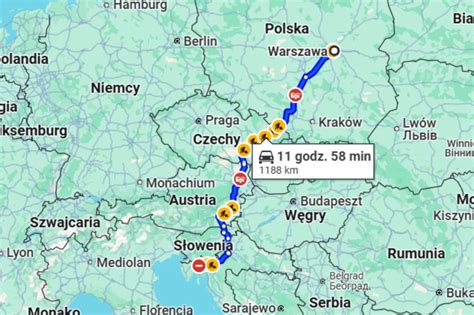 Mapa z trasą wycieczki do Czech lub zdjęcie elektrowni Dlouhé Stráně