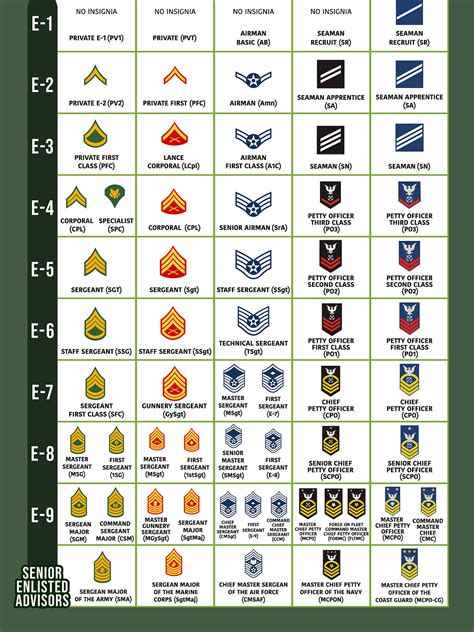 Infographic comparing OSP and PSP rank insignia