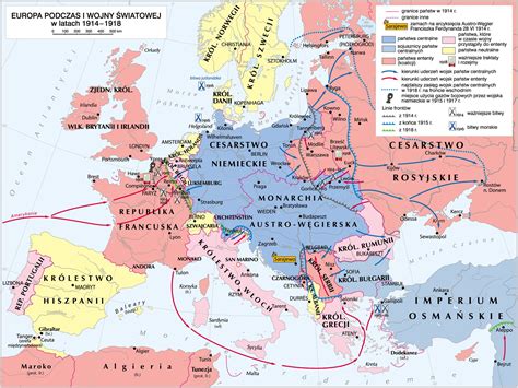 Mapa działań wojennych na terenie Polski w 1914 roku