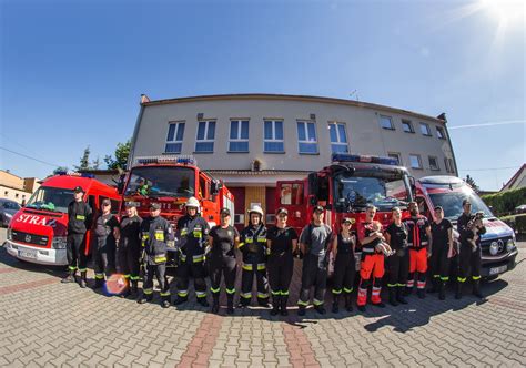 OSP Skoczów podczas ćwiczeń z drabiną