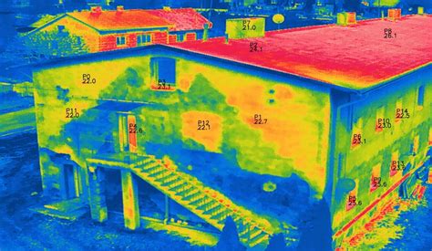 Strażak z kamerą termowizyjną w zadymionym pomieszczeniu, wykrywająca źródło ciepła.