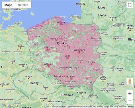 mapa zasięgu KSRG w regionie