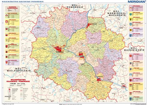 Mapa województwa kujawsko-pomorskiego z zaznaczonymi gminami