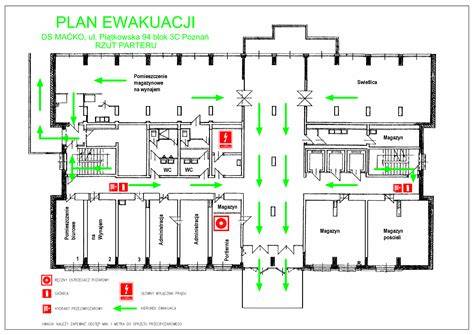 Schemat ewakuacji przeciwpożarowej w budynku