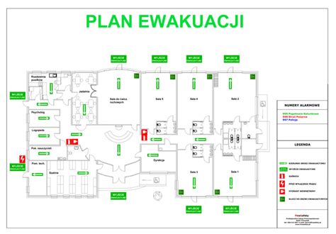 infografika przedstawiająca schemat bezpiecznej ewakuacji ze szkoły oraz oznaczenia dróg wyjścia