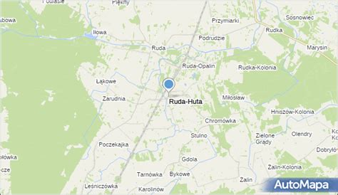 Mapa gminy Ruda-Huta z zaznaczonymi obszarami częstych interwencji straży pożarnej
