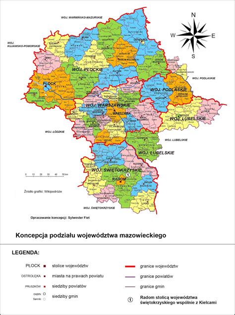 Mapa Mazowsza z zaznaczeniem powiatu płockiego