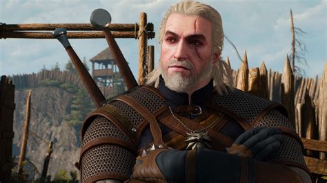 Geralt ratujący Oswina ze płonącej stodoły w Wiedźminie 3
