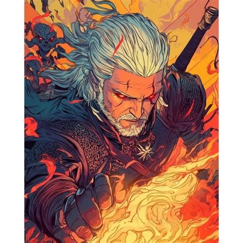 Geralt używający Igni do palenia stosów pogrzebowych