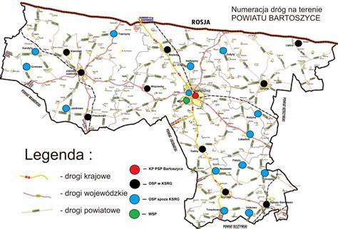mapa rozmieszczenia jednostek OSP na Podkarpaciu