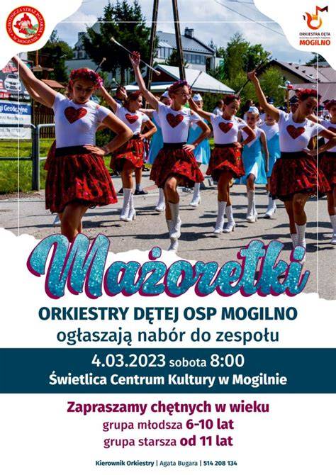 zdjęcie orkiestry dętej OSP Mogilno z mażoretkami
