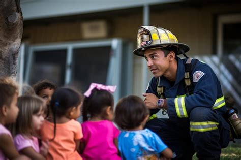 Thematic photo of firefighters at a community event, showing families and activities