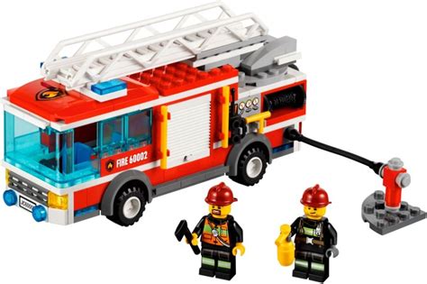 Infographic displaying key specifications of LEGO 60002 Fire Truck