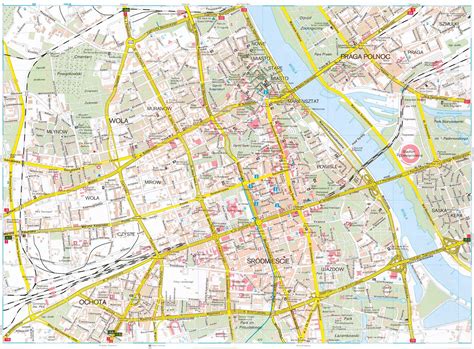 Mapa Warszawy z zaznaczoną ulicą Grzybowską i miejscami pożarów