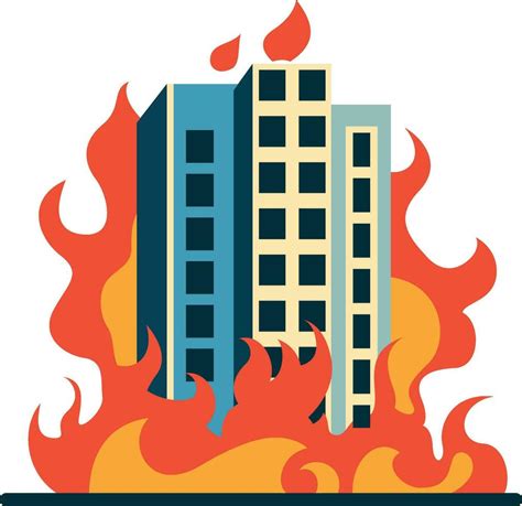 Illustration of a burning building or a rescue operation in a city