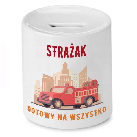 Zdjęcie skarbonki dla strażaka z nadrukiem 