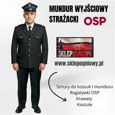 Thematyczne zdjęcie munduru strażackiego OSP z widocznymi dystynkcjami