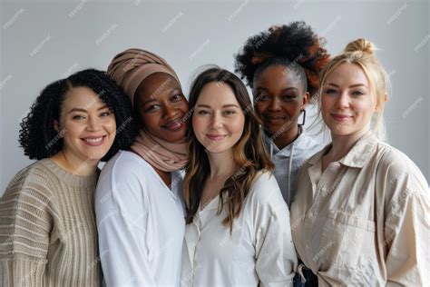 Photo of a diverse group of women firefighters smiling and standing together
