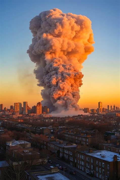 large smoke plumes rising over a city from an industrial hall fire