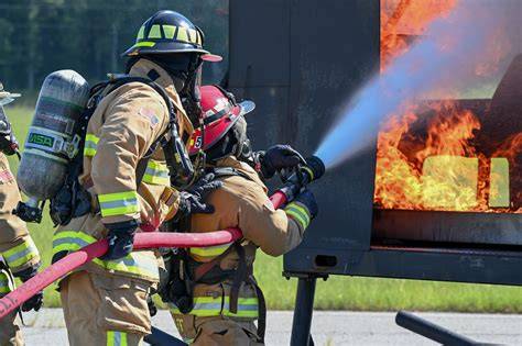Thematic photo of OSP firefighters preparing for action or participating in training