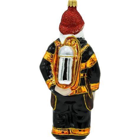 szczegółowy rysunek kombinezonu strażackiego z kaskiem, butlą tlenową i rękawicami