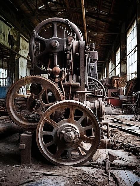 zdjęcie przedstawiające stare hale fabryczne i maszyny