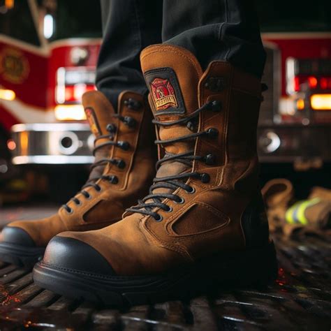 Thematic photo of firefighter boots in action