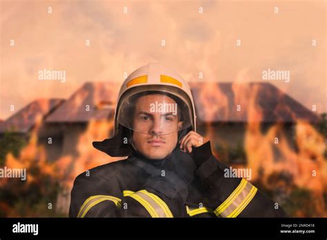 Thematic photo of a firefighter or rescuer wearing the Tytan HOT helmet in action