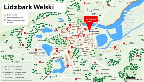 Mapa fikcyjnego miasteczka Pontypandy z zaznaczonymi kluczowymi punktami, takimi jak remiza strażacka, sklep Dylis Price oraz kawiarnia Bella Caffe