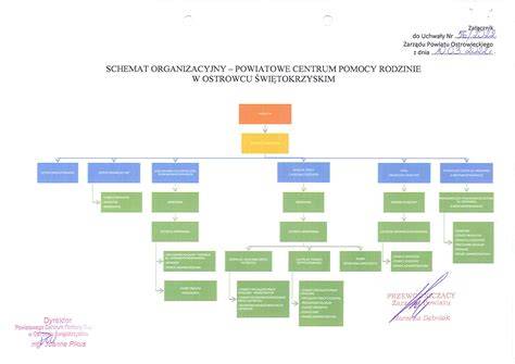 Schemat organizacyjny Krajowego Systemu Ratowniczo-Gaśniczego z podziałem na poziomy: powiatowy, wojewódzki i krajowy