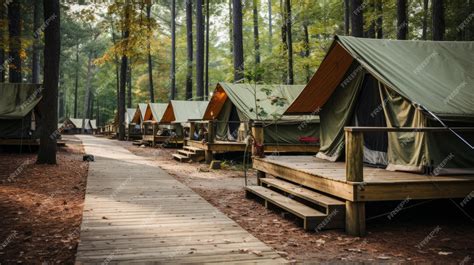 Thematic photo of a scout camp with tents