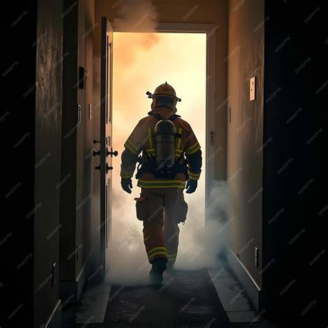 Photo of a firefighter in full gear entering a smoke chamber during training