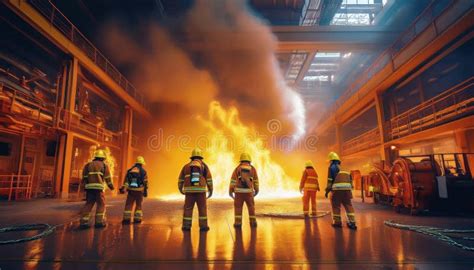 Thematic photo of firefighters battling a large industrial fire at night, showing flames and smoke against the dark sky