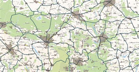 Mapa obwodu łowieckiego z zaznaczonymi terenami leśnymi, polnymi i rzeką