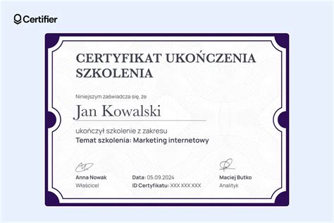 Zdjęcie certyfikatu ukończenia szkolenia OSP
