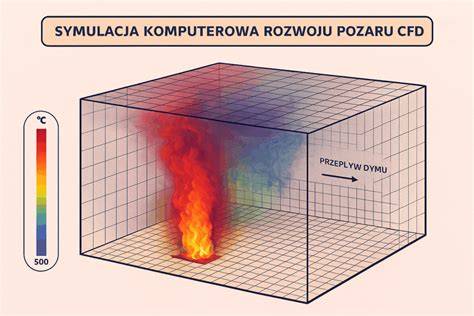 schemat działania symulacji CFD, przepływy powietrza i dymu