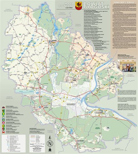 Zestawienie strażackie z mapą Powiatu Bydgoskiego z zaznaczonymi miejscami interwencji