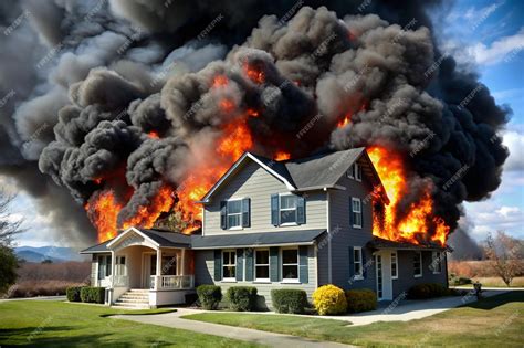 Thematic photo of a house fire with smoke