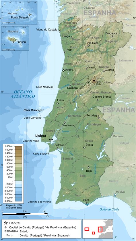 Mapa Portugalii z oznaczonymi aktywnymi pożarami